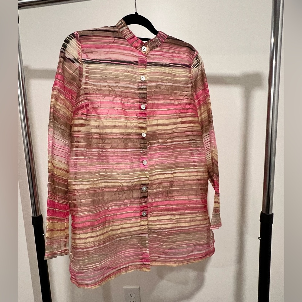 Striped see through long shirt